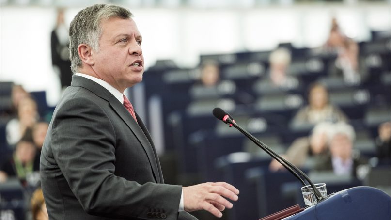 King Abdullah II of Jordan addresses the European Parliament on March 10, 2015. Photo by Pietro Naj-Oleari/© European Union 2015 - European Parliament/Creative Commons