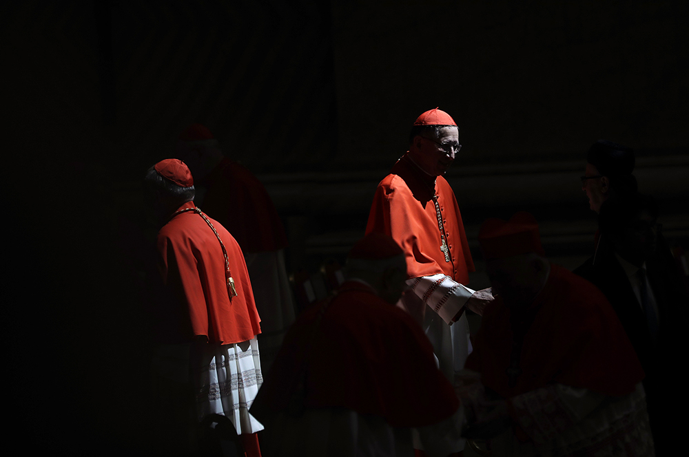 Cardinals take their places prior to a consistory in St. Peter's Basilica at the Vatican, on June 28, 2018. Pope Francis made 14 new Cardinals during the consistory. (AP Photo/Alessandra Tarantino)