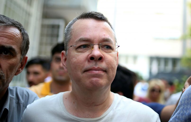 Andrew Craig Brunson, an evangelical pastor from Black Mountain, North Carolina, arrives at his house in Izmir, Turkey, Wednesday, July 25, 2018 An American pastor who had been jailed in Turkey for more than one and a half years on terror and espionage charges was released Wednesday and will be put under house arrest as his trial continues. Andrew Craig Brunson, 50, an evangelical pastor originally from Black Mountain, North Carolina, was let out of jail to serve home detention because of 