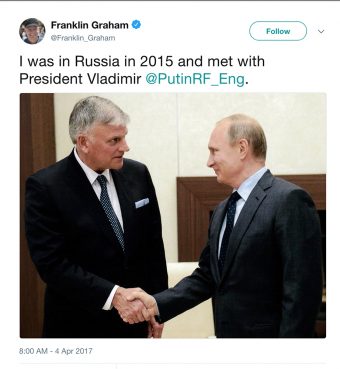 Franklin Graham tweets a photo of meeting with Russian President Vladimir Putin in April 2017.