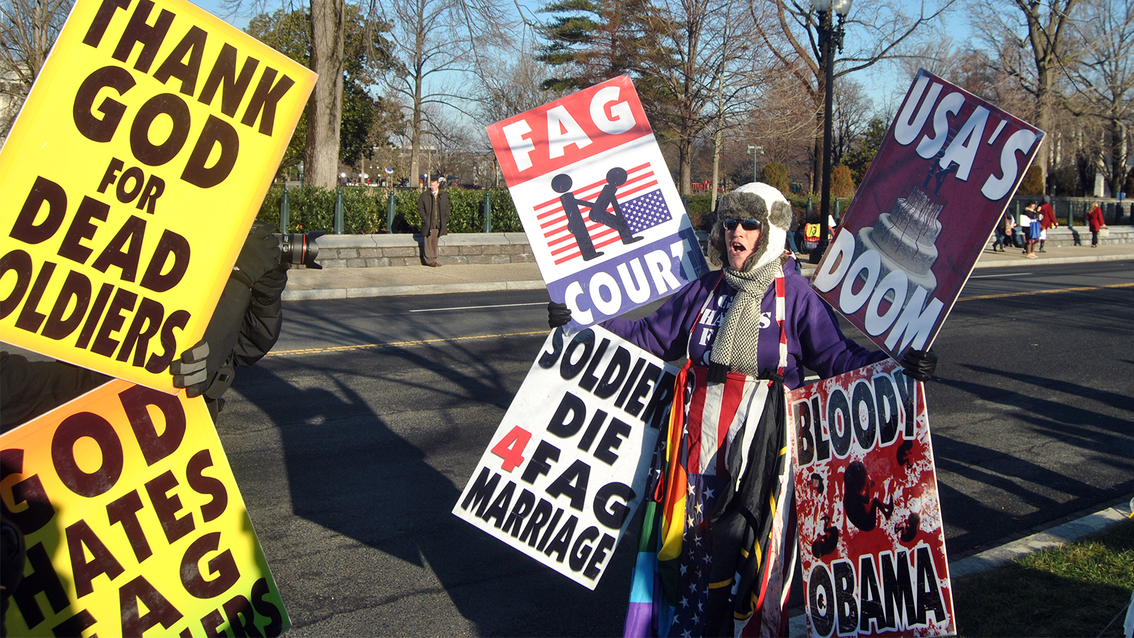 Westboro Baptist Church members protest a 2013 Supreme Court ruling on the ...