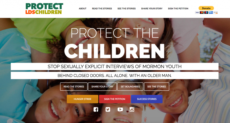 Front page of the Protect LDS Children website.