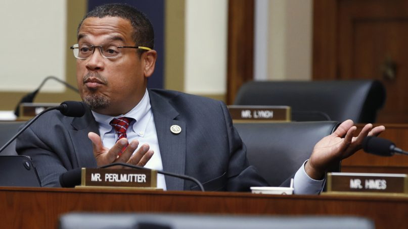 In this July 18, 2018, file photo, Rep. Keith Ellison, D-Minn., asks a question at a House Committee on Financial Services hearing in Washington. Ellison decided to leave Congress for a chance to make a difference as his state's attorney general, but an ex-girlfriend's late accusation of domestic abuse clouded what had been his race to lose. (AP Photo/Jacquelyn Martin, File)