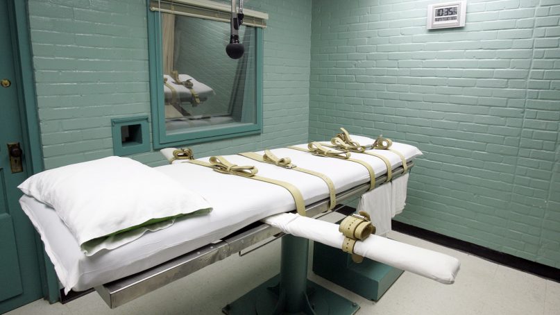 The gurney in the death chamber is shown in this May 27, 2008, file photo from Huntsville, Texas. (AP Photo/Pat Sullivan)