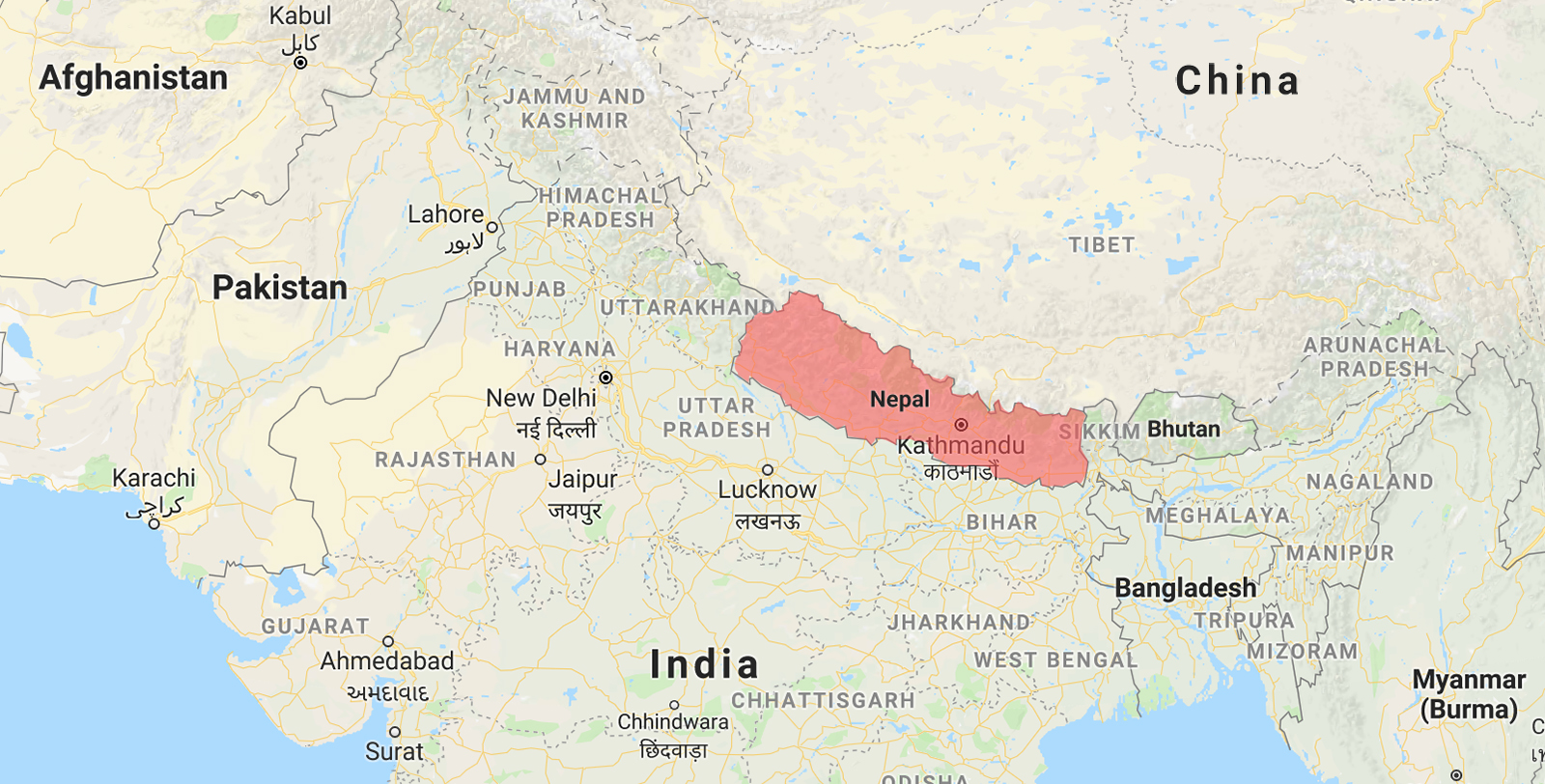 World Map Showing Nepal - United States Map