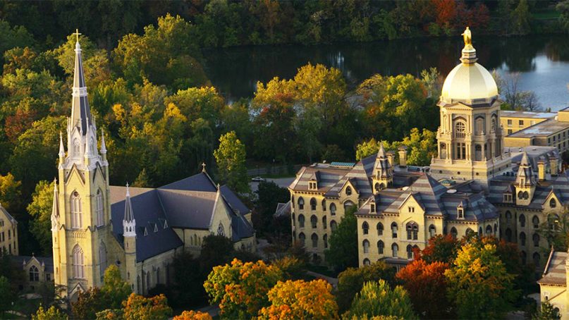 Aerial view of the University of Notre Dame campus near South Bend, Ind. Photo courtesy of Creative Commons