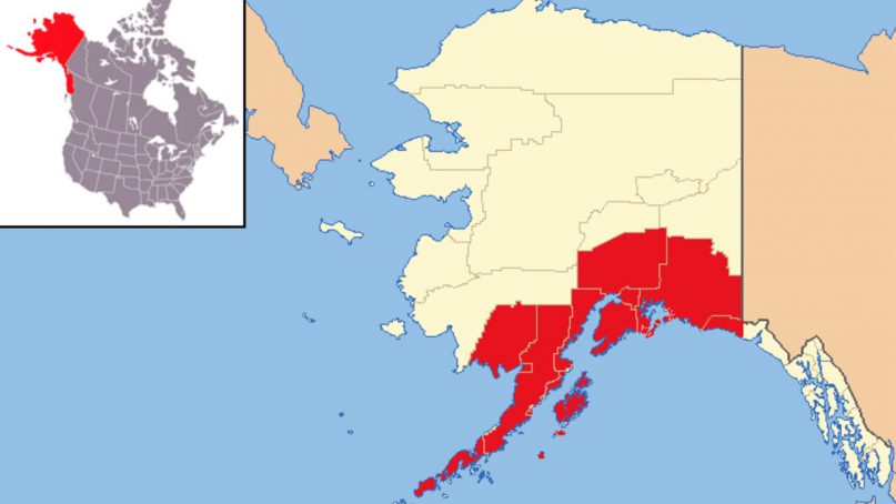 A map of the Archdiocese of Anchorage in Alaska. Map courtesy of Creative Commons