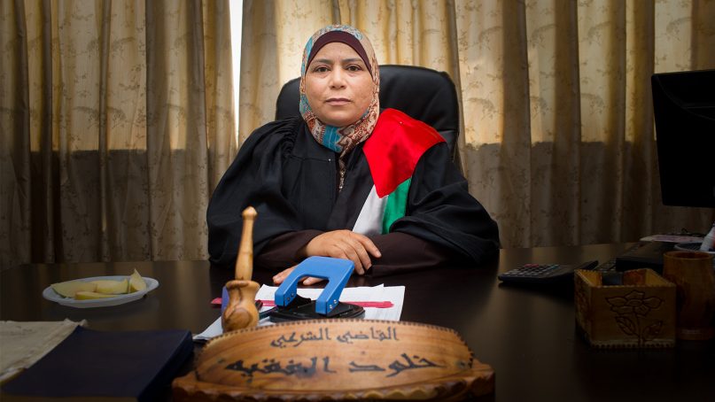 Kholoud Al-Faqih, the first female Shariah judge in Palestine, in the documentary film “The Judge.” Photo courtesy of The Judge