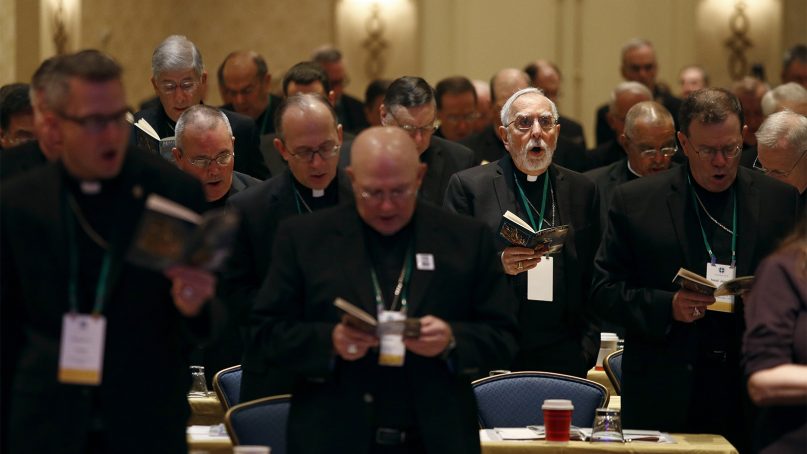 Members of the U.S. Conference of Catholic Bishops gather for the USCCB's annual fall meeting, on Nov. 12, 2018, in Baltimore. (AP Photo/Patrick Semansky)