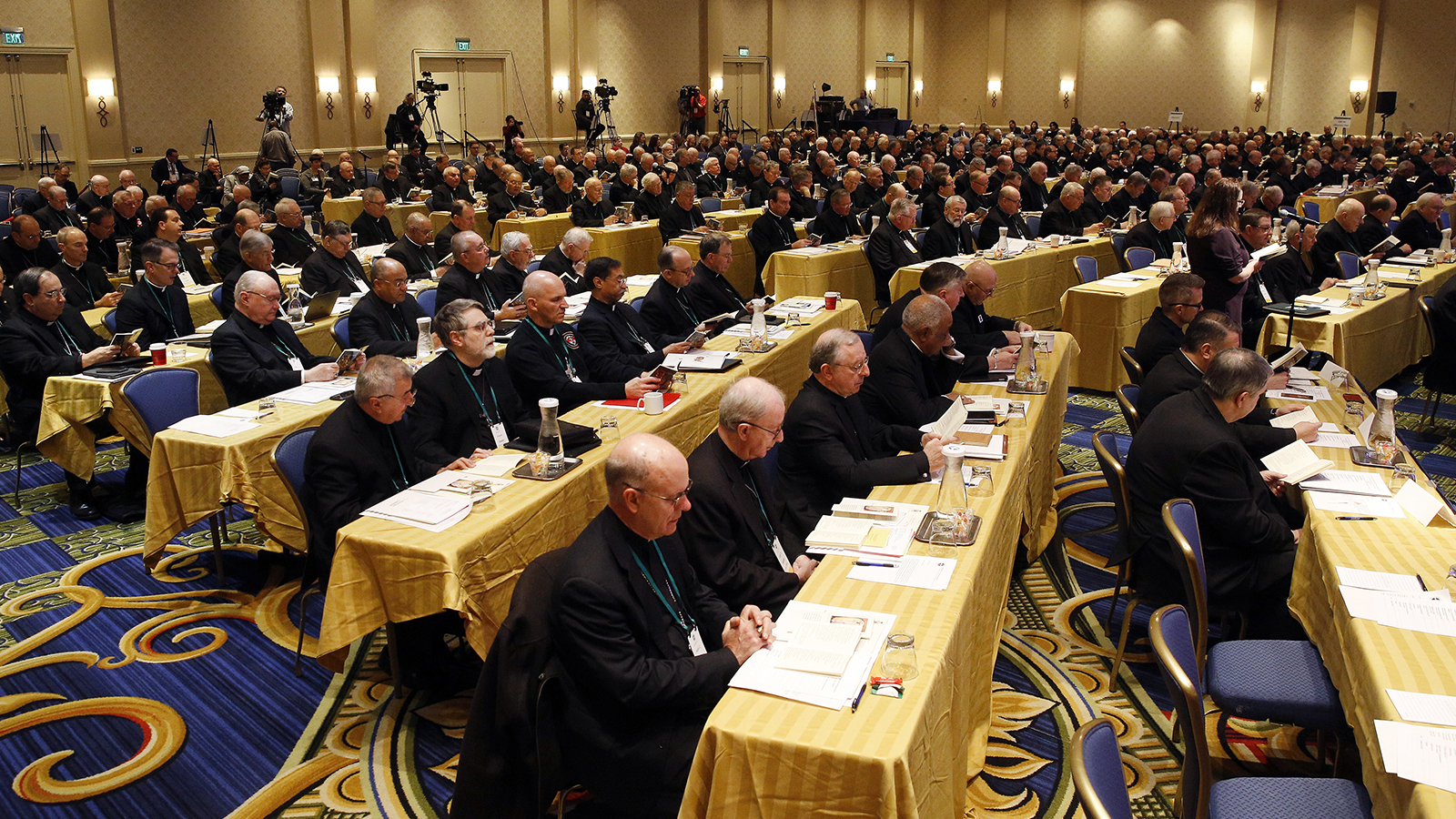 Members of the U.S. Conference of Catholic Bishops gather for the USCCB's annual fall meeting on Nov. 12, 2018, in Baltimore. (AP Photo/Patrick Semansky)