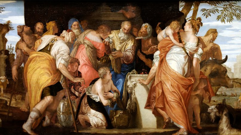 “The Anointment of David,” circa 1555, depicts the Old Testament scene when the young shepherd David is anointed by the prophet Samuel. Similar paintings have incorrectly been labeled as Saul anointing David. Image by Paolo Veronese/Creative Commons