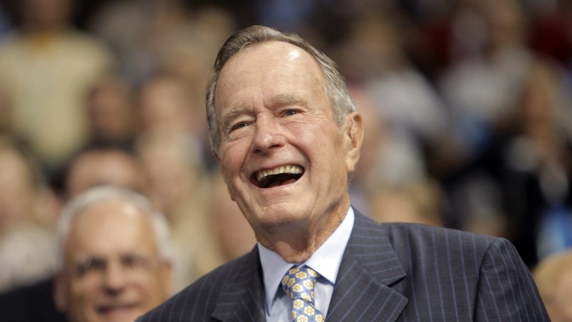 Former President George H.W. Bush smiles as he arrives at the Republican National Convention in St. Paul, Minn., on Sept. 2, 2008. Bush died on Nov. 30, 2018. (AP Photo/Jae C. Hong)