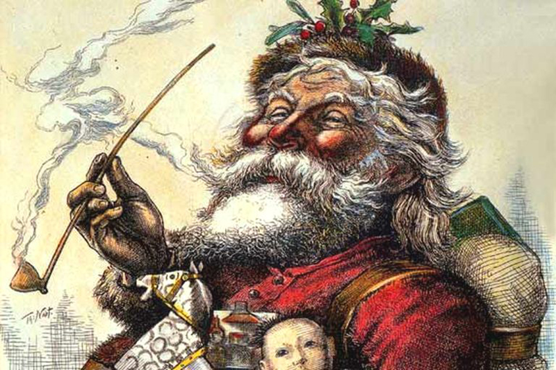 Thomas Nast’s famous drawing, “Merry Old Santa Claus,” from the January 1, 1881 edition of Harper’s Weekly is largely considered the basis for the modern image of Santa Claus. Image courtesy of Creative Commons