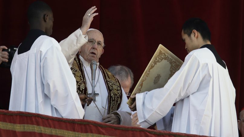 Pope Francis delivers the Urbi et Orbi (Latin for 