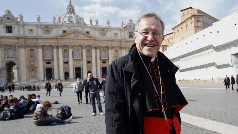 German Cardinal Walter Kasper walks in St. Peter's Square at the Vatican on March 4, 2013. Photo by Tony Gentile/Reuters
