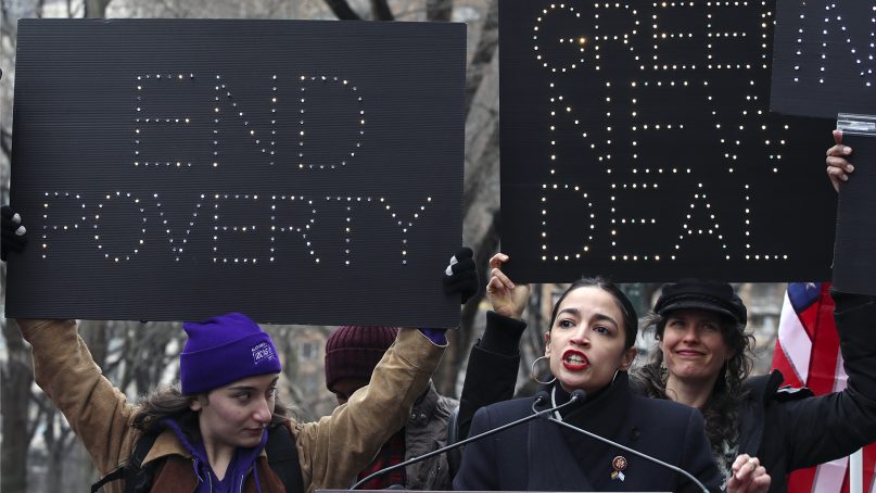 Rep. Alexandria Ocasio-Cortez, D-N.Y., speaks during the Women's March Alliance, on Jan. 19, 2019, in New York.  (AP Photo/Mary Altaffer)