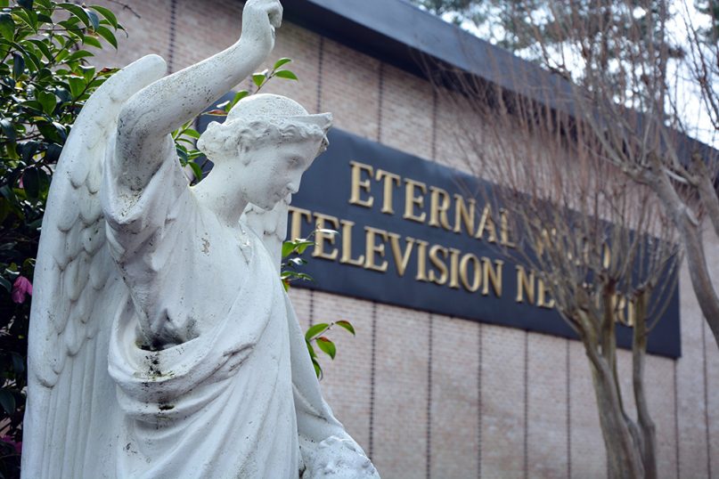 A statue at the entrance to the EWTN studios in Irondale, Alabama, on Jan. 8, 2019. RNS photo by Jack Jenkins
