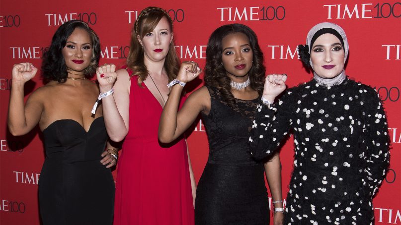 Carmen Perez, from left, Bob Bland, Tamika D. Mallory and Linda Sarsour attend the Time 100 Gala, celebrating the 100 most influential people in the world, at Frederick P. Rose Hall, Jazz at Lincoln Center, on April 25, 2017, in New York. (Photo by Charles Sykes/Invision/AP)