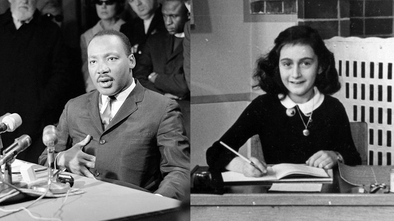 The Rev. Martin Luther King Jr., left, in 1965. Anne Frank in 1940. (King photo via AP Photo; Frank photo via Creative Commons)