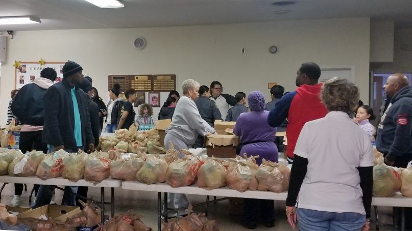 Members of First Baptist Church of Highland Park in Landover, Md., prepare a free food distribution for furloughed employees on Jan. 19, 2019. Photo by Jennifer Floyd