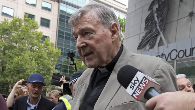 Cardinal George Pell leaves the County Court in Melbourne, Australia, on Feb. 26, 2019. (AP Photo/Andy Brownbill)