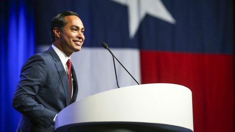 Julián Castro speaks at the start of the general session at the Texas Democratic Convention in Fort Worth, Texas, on June 22, 2018.  (AP Photo/Richard W. Rodriguez)