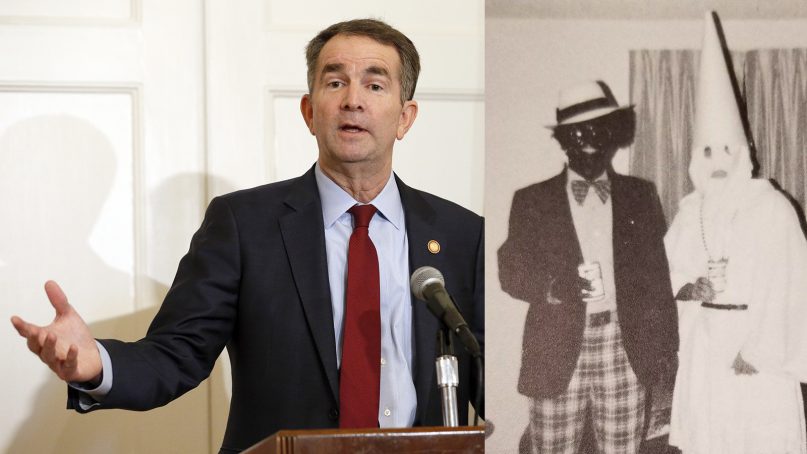 Virginia Gov. Ralph Northam, left, accompanied by his wife, Pam, speaks during a news conference in the Governor's Mansion in Richmond, Va., on Feb. 2, 2019. Resisting widespread calls for his resignation, Northam on Saturday vowed to remain in office after disavowing a racist photograph that appeared under his name in his 1984 medical school yearbook. (AP Photo/Steve Helber)