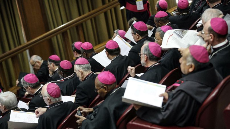 Bishops attend the second day of the Vatican's conference on dealing with sex abuse by priests, at the Vatican, on Feb. 22, 2019. Pope Francis has issued 21 proposals to stem the clergy sex abuse around the world, calling for specific protocols to handle accusations against bishops and for lay experts to be involved in abuse investigations. (Giuseppe Lami/Pool Photo via AP)