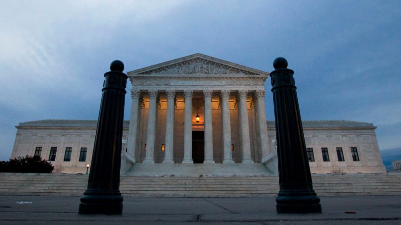 The Supreme Court is seen in the early morning on Feb. 1, 2017, in Washington. (AP Photo/Jose Luis Magana)