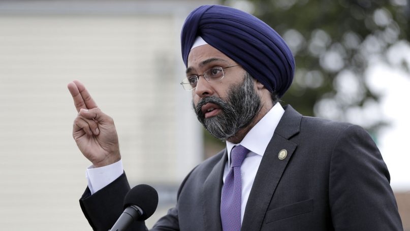New Jersey Attorney General Gurbir Grewal speaks during a news conference announcing pollution lawsuits filed by the state, Wednesday, Aug. 1, 2018, in Newark, N.J. (AP Photo/Julio Cortez)