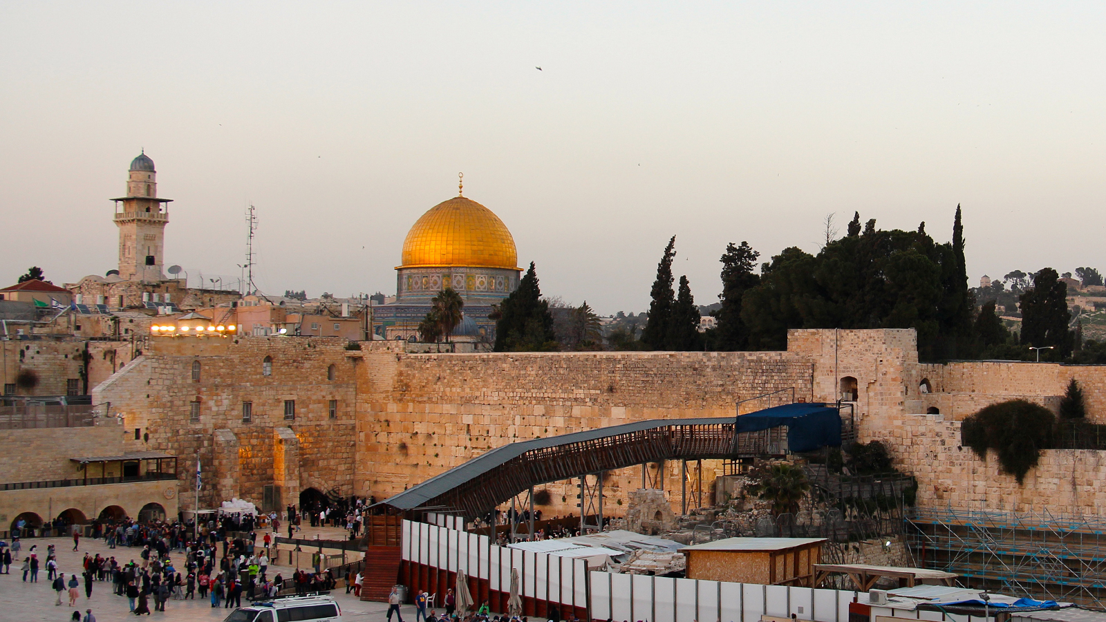 Holy sites in Jerusalem’s Old City, including the Western Wall and Dome of the Rock, on March 13, 2019. All three Abrahamic faiths make claims to parts of Jerusalem. RNS photo by Emily McFarlan Miller