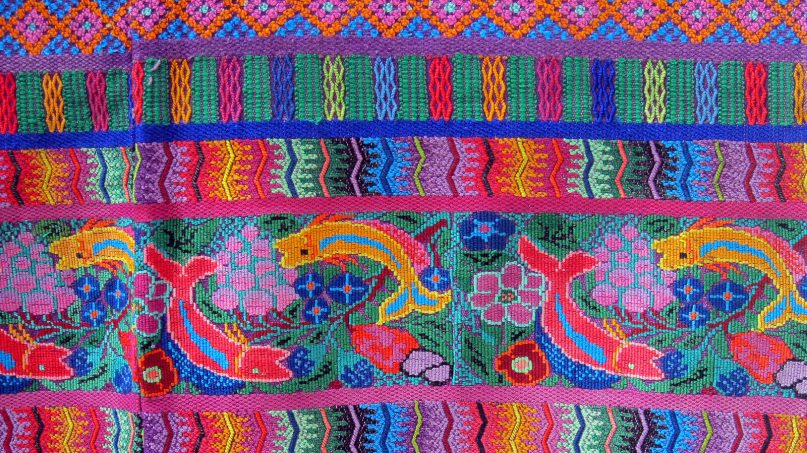 A woven huipil, or garment, from San Antonio Aguas Calientes, Guatemala. The weaving techniques in this area are some of the finest that can be found in Guatemala. Photo courtesy of Creative Commons