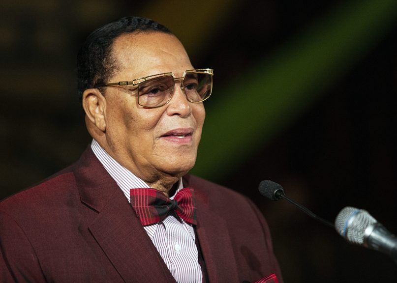 Minister Louis Farrakhan, of the Nation of Islam, speaks at St. Sabina Church on May 9, 2019, in Chicago. (Ashlee Rezin/Chicago Sun-Times via AP)