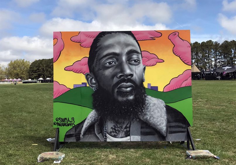 A mural of Nipsey Hussle at the Dreamville Festival on April 6, 2019, in Raleigh, N.C. Photo courtesy of Dreamville Festival