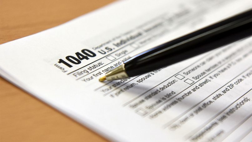 A U.S. individual income tax return 1040 form on Jan. 17, 2019. (U.S. Air Force photo by Senior Airman Savannah L. Waters)