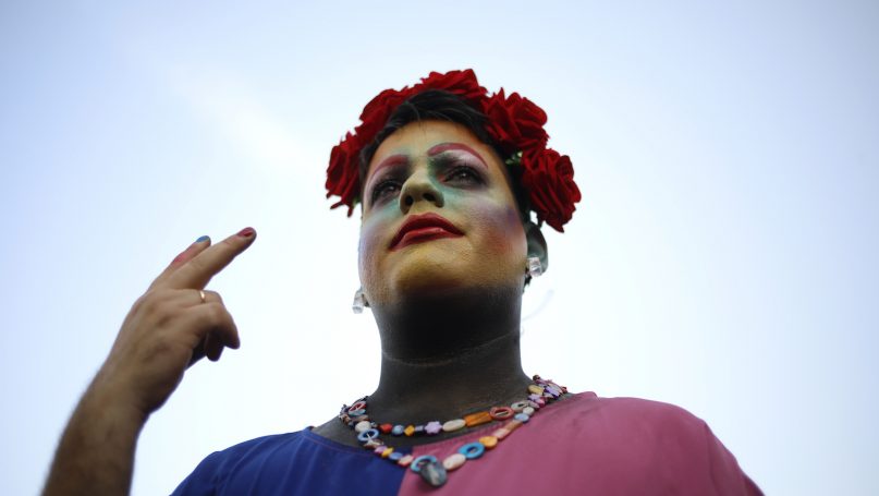 An Israeli participates in the annual gay pride parade in Jerusalem on June 6, 2019. Thousands of people marched through the streets of Jerusalem in the city’s annual gay pride parade, a festival that exposes deep divisions between Israel’s secular and Jewish ultra-Orthodox camps. (AP Photo/Ariel Schalit)