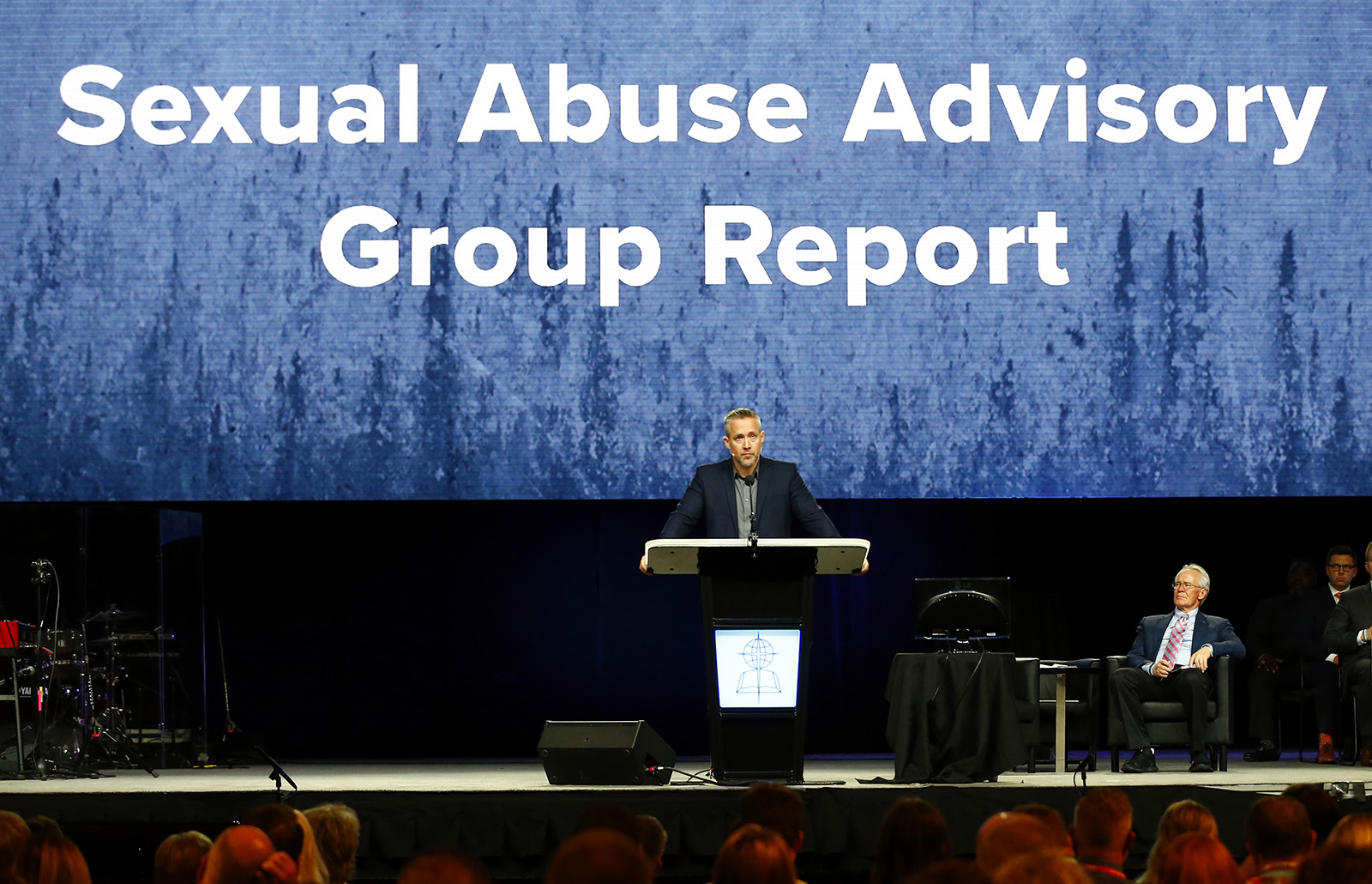 SBC President J.D. Greear speaks on sexual abuse during the annual meeting of the Southern Baptist Convention at the BJCC, June 12, 2019 in Birmingham, Ala. RNS photo by Butch Dill.