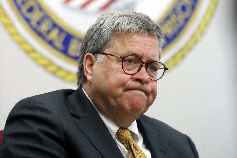 Attorney General William Barr speaks during a tour of a federal prison in Edgefield, S.C, on July 8, 2019. The Justice Department says it will carry out executions of federal death row inmates for the first time since 2003. The announcement Thursday says five inmates will be executed starting in December. (AP Photo/John Bazemore)