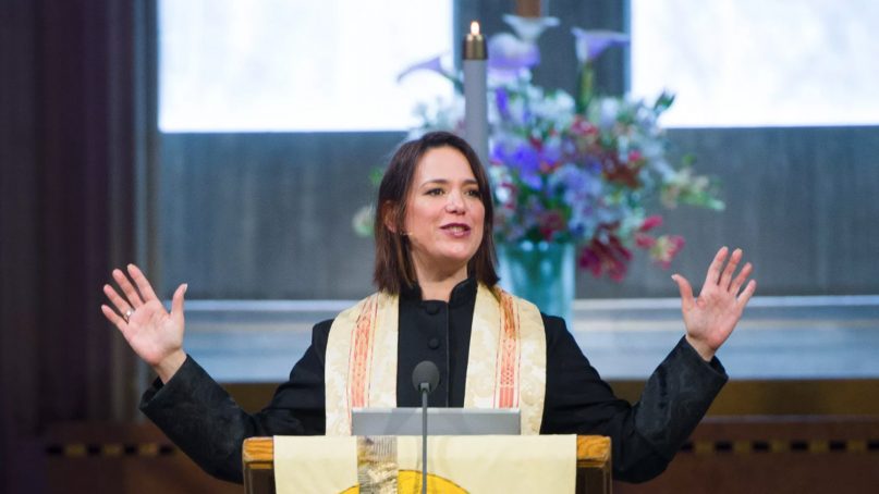 The Rev. Amy Butler preaches at The Riverside Church in New York. Photo courtesy of The Riverside Church