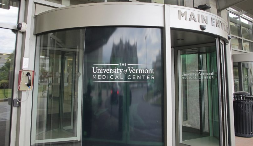 The main entrance to the University of Vermont Medical Center in Burlington, shown on Aug. 28, 2019. A federal agency says Vermont's largest hospital required a nurse to participate in an abortion over her moral objections.(AP Photo/Lisa Rathke)