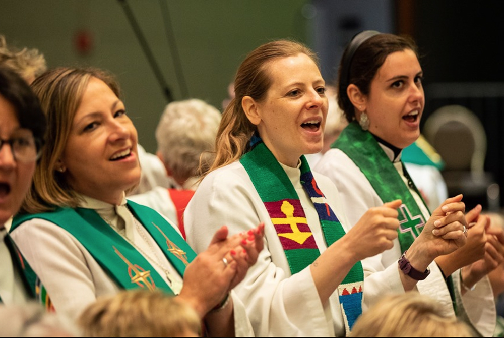 ELCA female clergy participate in a service celebrating 50 years of women's ordination during the ELCA Churchwide Assembly on Aug. 9, 2019, in Milwaukee, Wisc. Photo courtesy of ELCA