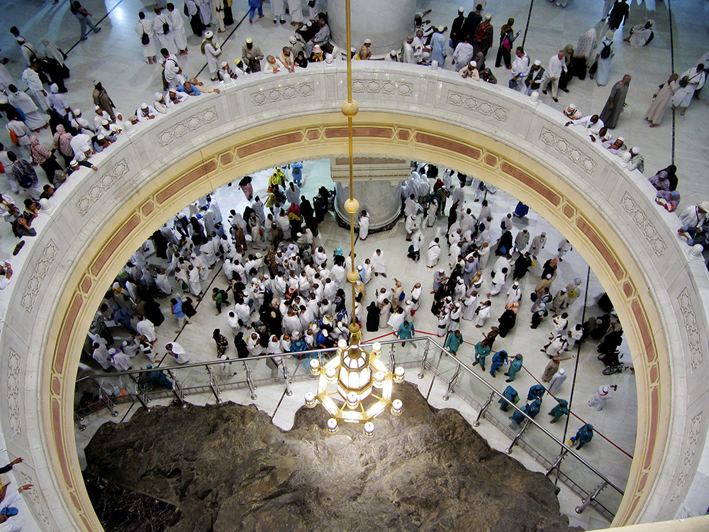 Pilgrims pray near the Al-Safa mountain, at the Grand Mosque, during the Hajj pilgrimage in the Muslim holy city of Mecca, Saudi Arabia, on Aug. 9, 2019. In the largest annual pilgrimage on Earth, Muslims have arrived in the kingdom to participate in the annual hajj, a ritual required of all able-bodied Muslims at least once in their life. (AP Photo/Amr Nabil)