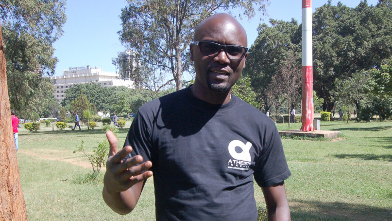 Harrison Mumia, president of Atheists in Kenya, in Nairobi. RNS photo by Fredrick Nzwili 