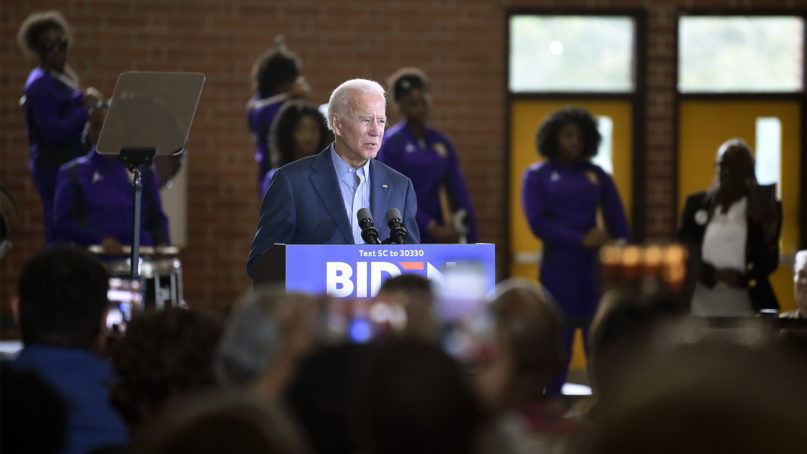 Democratic presidential candidate, former vice president Joe Biden speaks at a town hall in Florence, S.C., Satuday, Oct. 26, 2019. A Catholic priest in South Carolina denied communion to Joe Biden over the weekend, a decision purportedly made over the former vice president’s stance on abortion. It illustrates the challenge facing presidential candidates as they share their faith on the trail: How to balance the private and deeply personal values of their religions with a public campaign schedule that pushes them to authentically choose a side in polarizing moral debates? (AP Photo/Meg Kinnard, File)