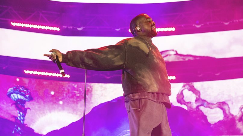 Kanye West performs with Kid Cudi at the Coachella Music & Arts Festival at the Empire Polo Club on Saturday, April 20, 2019, in Indio, Calif. (Photo by Amy Harris/Invision/AP)