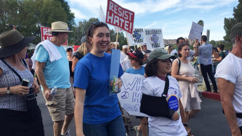 People participate in the Interfaith Solidarity Network’s unity march on Oct. 28, 2018, in San Fernando Valley, California. Photo courtesy of the Interfaith Solidarity Network