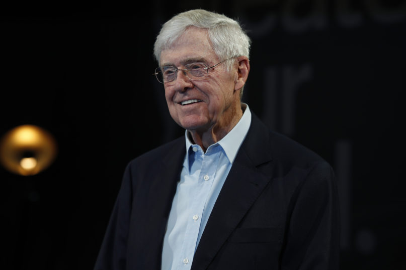In this Saturday, June 29, 2019, file photograph, Charles Koch, chief executive officer of Koch Industries, is shown at The Broadmoor Resort in Colorado Springs, Colo. (AP Photo/David Zalubowski)