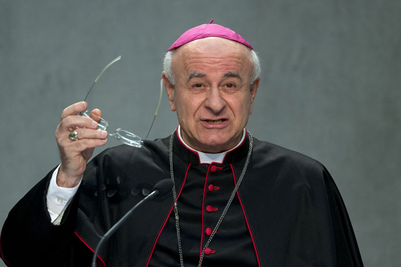 Archbishop Vincenzo Paglia during a news conference at the Vatican on Feb. 4, 2015. (AP Photo/Andrew Medichini)