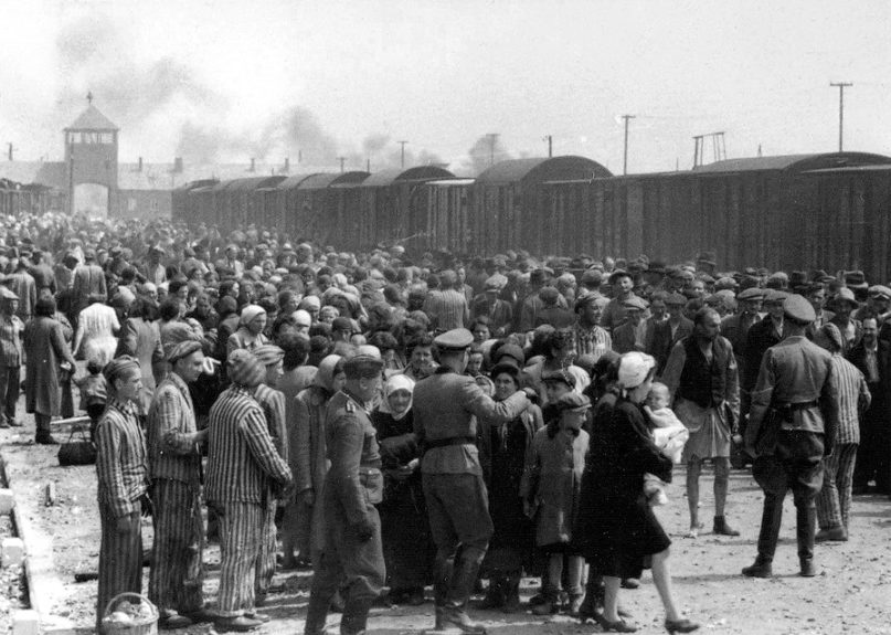 “Selection” of Hungarian Jews on the ramp at Auschwitz-II (Birkenau), in Nazi-occupied Poland, during the Holocaust in May/June 1944. Jews were sent either to work or to the gas chamber. (Photograph is part of the collection known as the Auschwitz Album/Creative Commons)