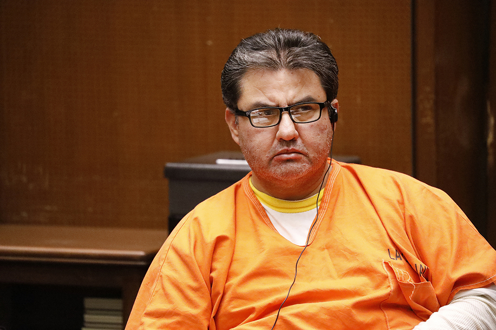In this July 15, 2019, file photo, Naasón Joaquín García, the leader of La Luz del Mundo, Mexico-based evangelical church with a worldwide membership, attends a bail review hearing in Los Angeles Superior Court. (Al Seib/Los Angeles Times via AP, Pool, File)
